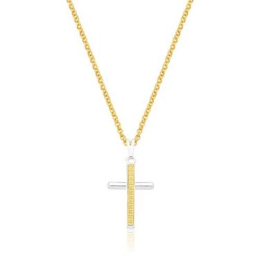 Imagem de Colar Cross Revestido Em Ouro E Prata Com Cristais - Vl Accessoires