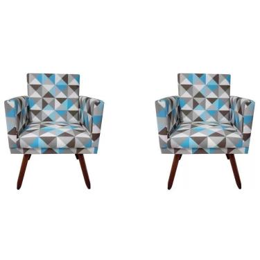 Imagem de Kit 2 Poltronas Nina Sala De Estar Triangulo Azul