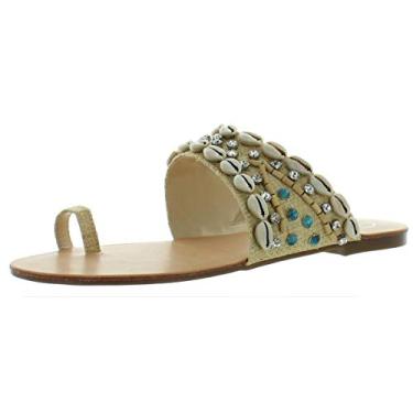 Imagem de Jessica Simpson Sandália feminina Abira enfeitada sem cadarço, Natural, 6.5