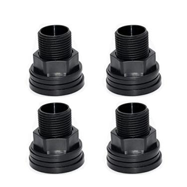 Imagem de Conector de tanque de água anteparo de PVC com rosca dupla para tubos de chuva, aquários, tanques de água, banheiras, piscinas, torneira, preto, macho de 1,2 cm fêmea (4 peças)