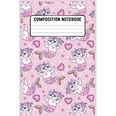 Imagem de Composition notebook: Kawaii Cute Mermaid Heads Pattern Blank Lined Wide Ruled Notebook Journal. Cute Black & White Exercise Book and Journal with ... Lined Pages / 100 Sheets - Size 6 x 9
