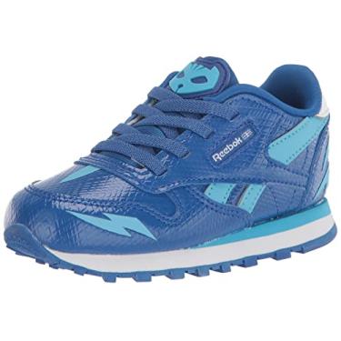 Imagem de Reebok Tênis de couro clássico infantil unissex, Máscaras de pijama Catboy/Azul, 4 Toddler