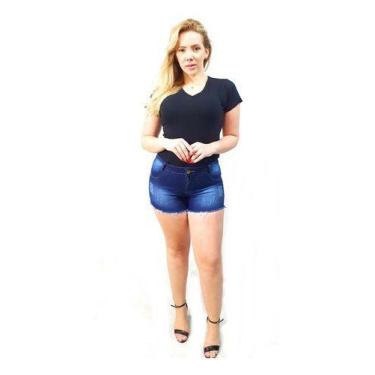 Imagem de Kit 2 Short Jeans Feminino Plus Size Com Lycra Cintura Alta - Empório