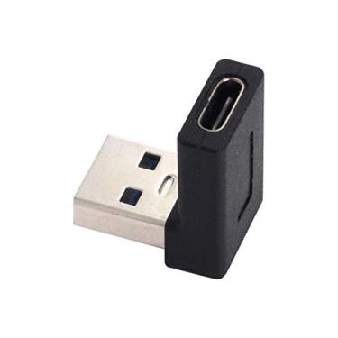 Imagem de Xiwai Adaptador de dados USB-C tipo C fêmea 90 graus para baixo angular para USB 3.0 A macho para laptop desktop