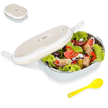 Imagem de Pilipane Lancheira Bento com isolamento térmico,conjunto de talheres, recipientes de almoço para crianças, lancheira, recipientes de alimentos de aço inoxidável, armazenamento de alimentos frios e quentes para escritório escolar viagens ao ar livre (1 camada)