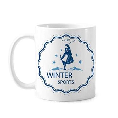 Imagem de Roupa de esqui esportiva de inverno caneca aquarela cerâmica xícara de café porcelana louça