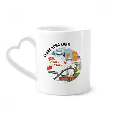 Imagem de Caneca de cerâmica com desenho animado lugares famosos de Hong Kong copo de coração de vidro