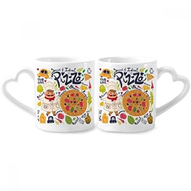 Imagem de Conjunto de canecas de porcelana para casal, comida de tomate italiana, conjunto de canecas de cerâmica para amantes de coração