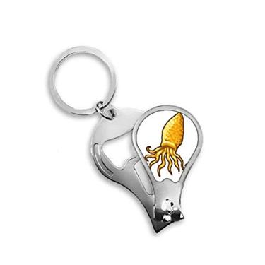 Imagem de Cortador de unhas com padrão de vida marinha polvo amarelo abridor de chave tesoura