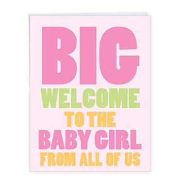 Imagem de NobleWorks, Novo cartão de parabéns para bebês, cartão de gravidez com envelope, de todos nós (21,5 x 28,5 cm), nova menina J6855BBG-US