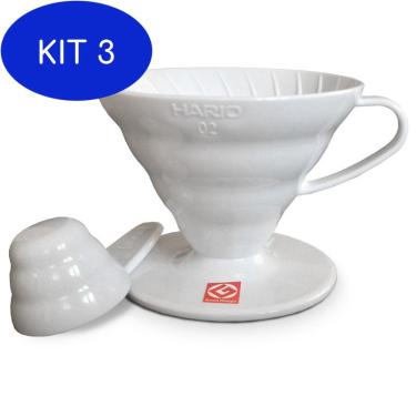 Imagem de Kit 3 Coador de Café Hario V60 em Acrílico Branco - Tamanho