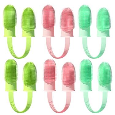 Imagem de Myweyde Escova de Dentes de Dedos Duplos, 6 Pcs Creative Convenient Cat Toothbrush Finger, Escova de Dedos para Cães Pequenos (3 Color)