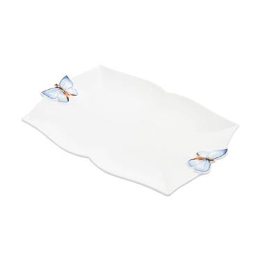 Imagem de Travessa de Porcelana Branca Borboletas 30x20cm Wolff