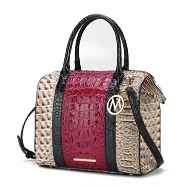 Imagem de MKF Collection Bolsa feminina com alça superior de couro vegano em relevo de crocodilo da Mia K, Ember Fuschia, Large