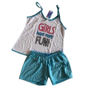 Imagem de Pijama Feminino Conjunto De Calor Short Doll Curto E Blusa Manga Curta