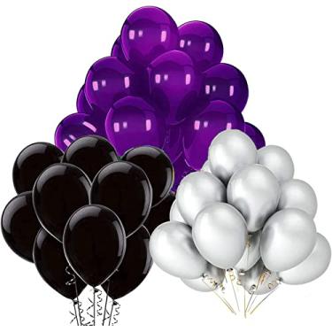 Imagem de Decoração de festa de formatura 2022 roxo graduação roxo prata preto 30 peças roxo prata preto balões decoração de aniversário feminino 2022 roxo NYU suprimentos para festa de formatura