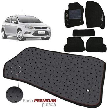 Imagem de Jogo de Tapete Carpete Tevic Pinado Ford Focus 2009 10 11 12 13 Hatch Sedan Impermeável Lavável Logo Bordado 5 Peças