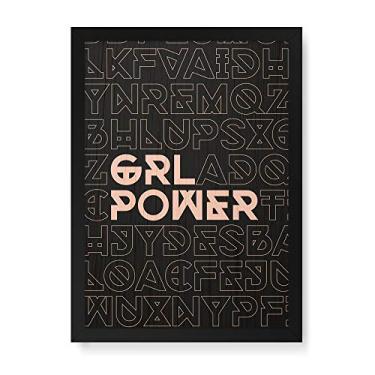 Imagem de Arte Maníacos Quadro Decorativo em Madeira Girl Power Tipos - 23x16,25cm (Moldura caixa em laca preta)