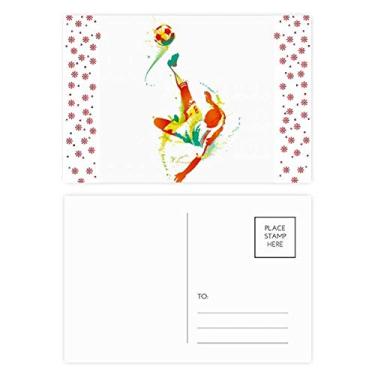 Imagem de Cartão postal de festa de Natal com estampa de chute de bicicleta de jogador de futebol americano