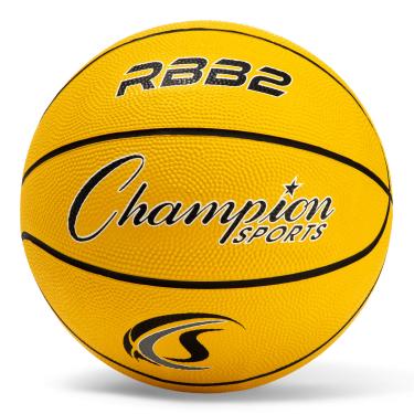 Imagem de Champion Sports – Bolas de basquete de náilon com capa de borracha resistente oficial, Júnior (Tamanho 5 - 70 cm), Amarelo