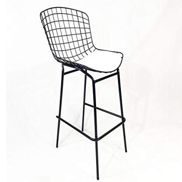 Imagem de Banqueta BERTÓIA preta assento branco tubular altura 70cm - Poltronas do Sul