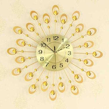 Imagem de Relógio de parede decorativo comemorativo de 21"em cristal de luxo feito à mão em metal para sala de estar, quarto e escritório