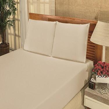 Imagem de Jogo De Lençol Bianca King Liso 3 Peças Tecido Microfibra Kaqui