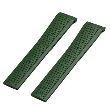 Imagem de DFAMIN Para Patek Philippe Aquanaut 7968/300R-001 pinos de metal cinto de relógio 21mm pulseira de borracha (cor: verde, tamanho: fivela de prata)
