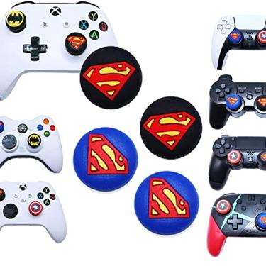 Imagem de 4 capa de analógico (Super logo) para controle PS5, PS4 Pro, PS3, Xbox 360, Xbox One, Slim X, Elite Switch Pro, Wii U Pro cap silicone cover (4 unidades)