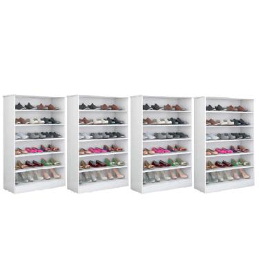 Imagem de Kit 4 Armários Multiuso Sapateira 5 Prateleiras Bella Cor Branco - Phoenix