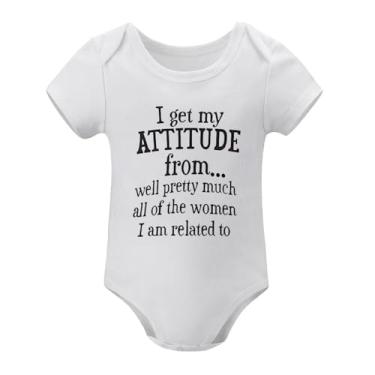 Imagem de SHUYINICE Body infantil unissex fofo I Get My Attitude from Baby Body de uma peça divertido para recém-nascidos, Branco, 6-9 Months