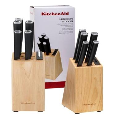Imagem de Conjunto de 5 Facas Forjadas Com Cepo em Madeira Kitchenaid
