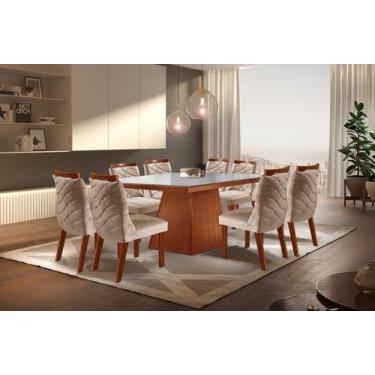 Imagem de Sala De Jantar Completa Com 8 Cadeiras 1,35X1,35M - Pietra - Lj Móveis