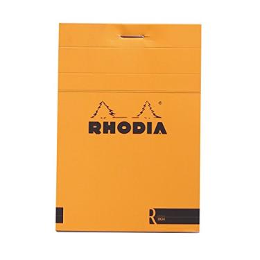 Imagem de Rhodia Bloco de notas grampeado premium "R" – 70 folhas forradas – 8,5 x 11,4 cm – Capa laranja