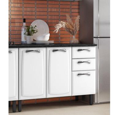 Imagem de Balcão em Aço 120cm 3 Portas e 2 Gavetas com Tampo New Premium Itatiaia Branco/Nero Marquina