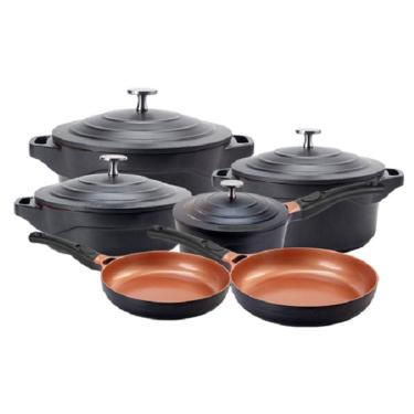 Imagem de Jogo de Panelas 6 Peças Preta Revestimento Cerâmico LE Cook