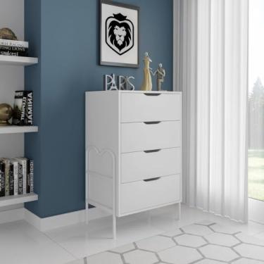 Imagem de Cômoda Moderna 4 Gavetas 43x92cm Oasis Branco/branco