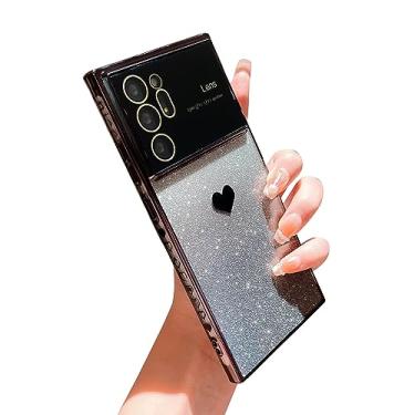 Imagem de phylla Capa de telefone com glitter gradiente para Samsung Galaxy Note 20 Ultra 5g [protetor completo da lente da câmera], capa fina transparente com revestimento de luxo com padrão lateral, amortecedor protetor macio à prova de choque (preto)