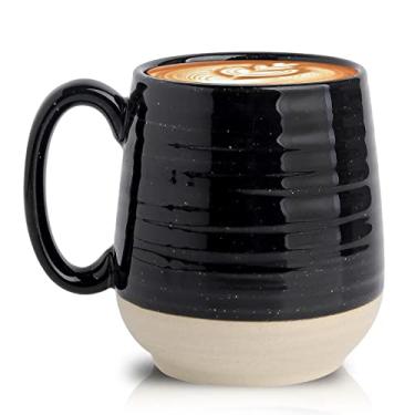 Imagem de Hasense Caneca de café grande, xícara de café de cerâmica de 590 ml com alça confortável para escritório e casa, ideal para café e chá, latte, lavável na lava-louças, micro-ondas, 1 peça (preto)