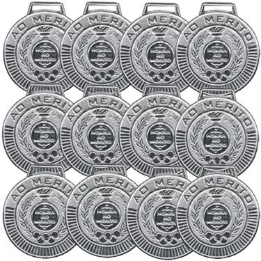 Imagem de Kit com 10 Medalhas Rema Honra Ao Mérito 50mm com Fita Prata 4450-Unissex