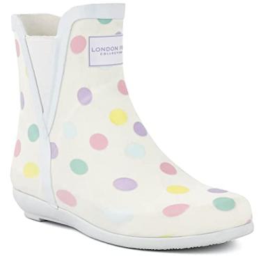 Imagem de LONDON FOG Bota de chuva feminina Piccadilly, Arco-íris branco, 35