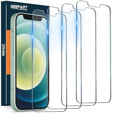Imagem de NEEPART Pacote com 4 protetores de tela de vidro temperado para iPhone 12 mini [5,4 polegadas), proteção de sensor, película de vidro temperado 9H, antiarranhões, compatível com capas, fácil