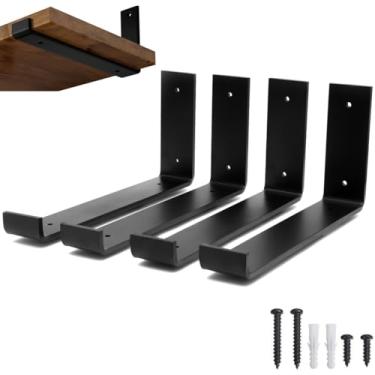 Imagem de rio design99 – 25cm - mão francesa cantoneira invertida – preta – ferro aço suporte para prateleira reforçada resistente industrial madeira bancada estante – 250mm