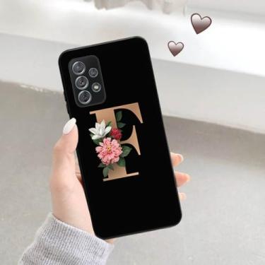 Imagem de Capa de telefone macia preta fosca para samsung a52 a32 a72 a22 4g a52s a12 a42 5g 26 letras capa inicial de flor, b06, para a32 4g