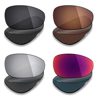 Imagem de 4 pares de lentes polarizadas de substituição da Mryok para óculos de sol Oakley Juliet – Stealth Black/Bronze Brown/Silver Titanium/Midnight Sun