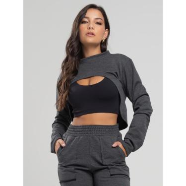 Imagem de Casaco Super Cropped Manga Longa Feminina Moda Casual-Feminino