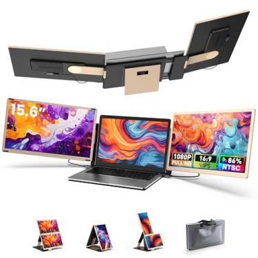 Imagem de Extensor de tela de laptop, extensor de monitor de laptop de 15,6 polegadas com tela 86% NTSC FHD 1080P, monitor portátil triplo removível compatível com Windows/Mac/DeX/Chrome, também funciona com