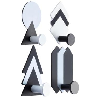 Imagem de Ganchos de parede de ferro Cabilock 4 peças adesivos geométricos ganchos de parede sem perfuração ganchos decorativos para cozinha banheiro casa