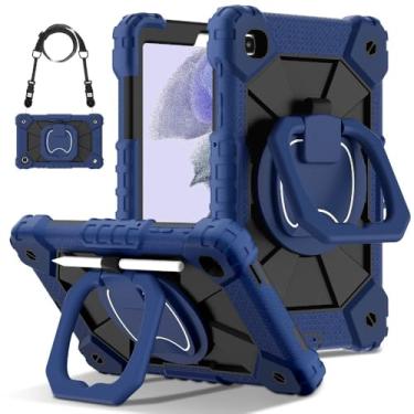 Imagem de Capa protetora para tablet Samsung Tab para A9 Plus de 11 polegadas, à prova de choque, com suporte giratório de 360° e alça de ombro infantil (azul marinho e preto, para A9 Plus de 11 polegadas)