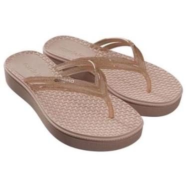 Imagem de Tamanco Feminino Anabela Jo Bege Cupuaçu Glitter Azaleia 19089-BF465-Feminino